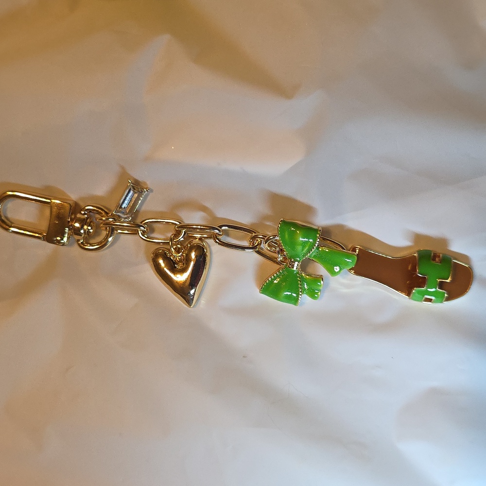 Viola Gold and Green Charm Keychain